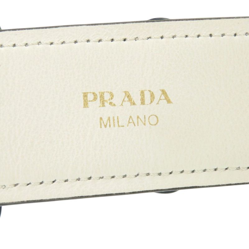 Prada Shoulder Belt White Black Flower Leather Strap 1085