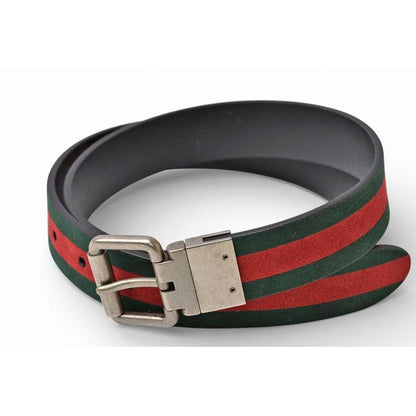 Gucci Belt Reversible 85 Leather Sherry Line Black Green Red